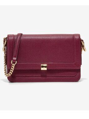 Cole Haan Daniella Leather Chain Shoulder Bag, Black Cherry